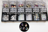 Top Multi-Shape AB Crystal Flat Shape Rhinestone + Pixie 3D Nail Art Decoration DIY
